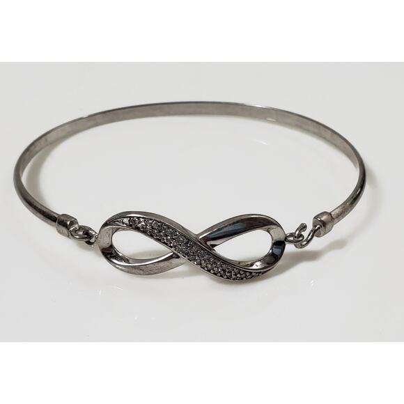 Vintage Sterling Silver & Diamond Infinity Bangle Bracelet HN Heng Ngai - Picture 3 of 8